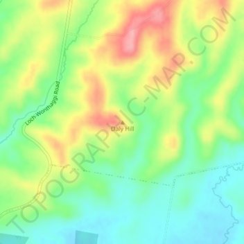 Mapa topográfico Daly Hill, altitud, relieve