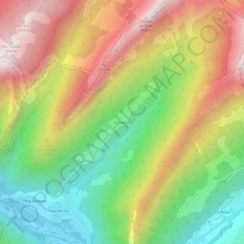 Mapa topográfico Le Sappey, altitud, relieve