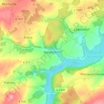 Mapa topográfico Stelzendorf, altitud, relieve