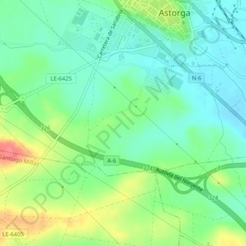 Mapa topográfico Manjarín, altitud, relieve