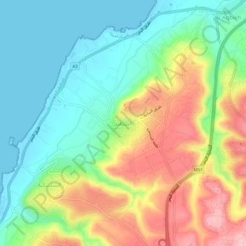 Mapa topográfico As Sarafand, altitud, relieve