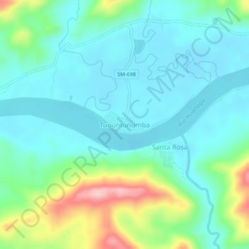 Mapa topográfico Tununtunumba, altitud, relieve