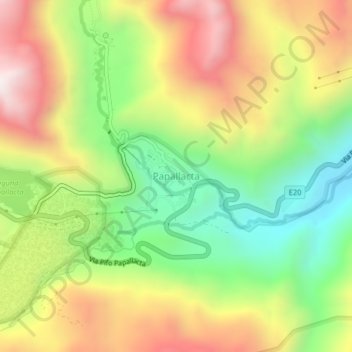 Mapa topográfico Papallacta, altitud, relieve