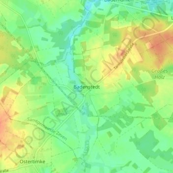 Mapa topográfico Badenstedt, altitud, relieve