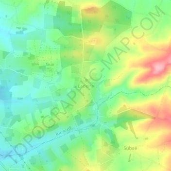 Mapa topográfico Ladeira, altitud, relieve