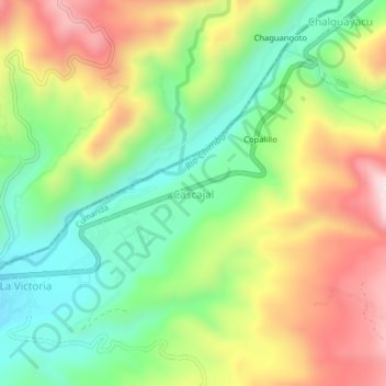 Mapa topográfico Cascajal, altitud, relieve