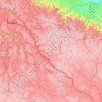 Mapa topográfico Canchis, altitud, relieve