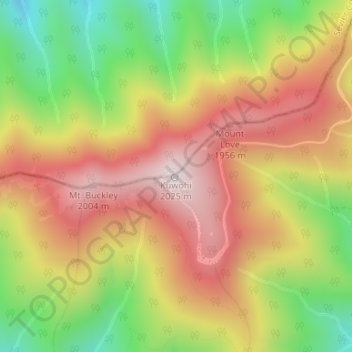 Mapa topográfico Kuwohi, altitud, relieve