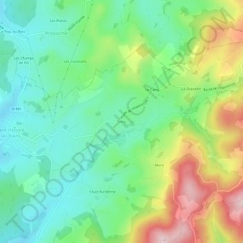 Mapa topográfico Tussy, altitud, relieve