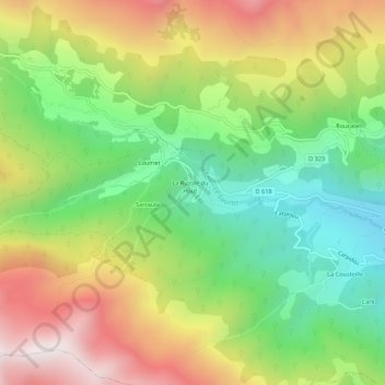 Mapa topográfico La Ruzole du Bas, altitud, relieve