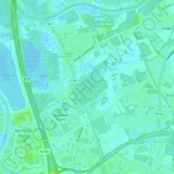 Mapa topográfico Fort van Walem, altitud, relieve