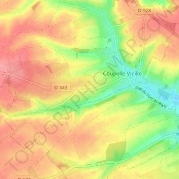 Mapa topográfico Wailly, altitud, relieve