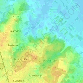 Mapa topográfico Hankhausen I, altitud, relieve