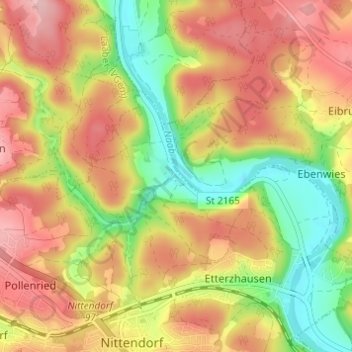 Mapa topográfico Penk, altitud, relieve
