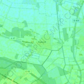 Mapa topográfico Rottorf, altitud, relieve