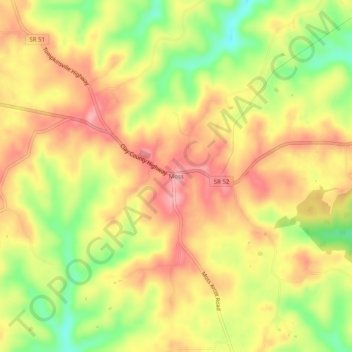 Mapa topográfico Moss, altitud, relieve