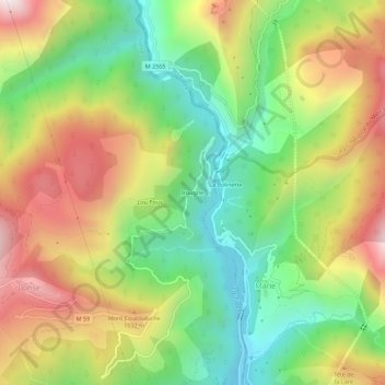 Mapa topográfico Irougne, altitud, relieve