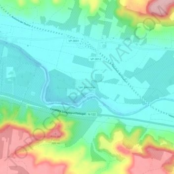 Mapa topográfico San Bernardo, altitud, relieve