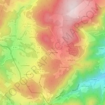 Mapa topográfico La Sanglarière, altitud, relieve