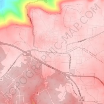Mapa topográfico Monteagle, altitud, relieve