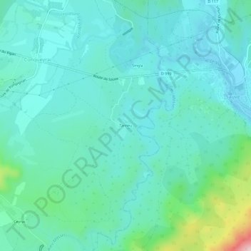 Mapa topográfico Tarrieu, altitud, relieve