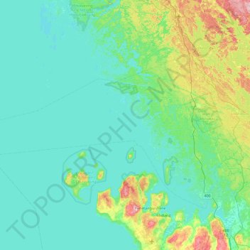 Mapa topográfico Gray Island, altitud, relieve