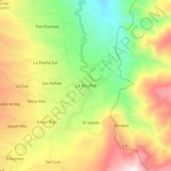 Mapa topográfico La Azulita, altitud, relieve