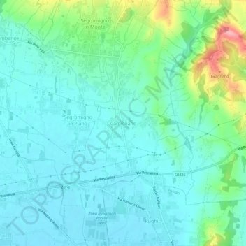 Mapa topográfico Camigliano, altitud, relieve