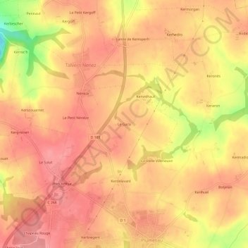 Mapa topográfico Le Gaco, altitud, relieve