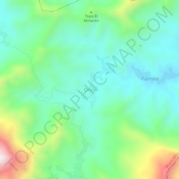 Mapa topográfico Onza, altitud, relieve