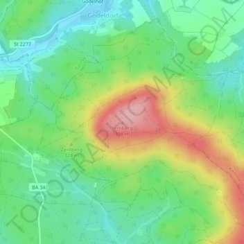 Mapa topográfico Semberg, altitud, relieve