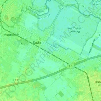 Mapa topográfico Stuhrbaum, altitud, relieve