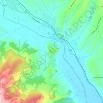 Mapa topográfico Poppi, altitud, relieve