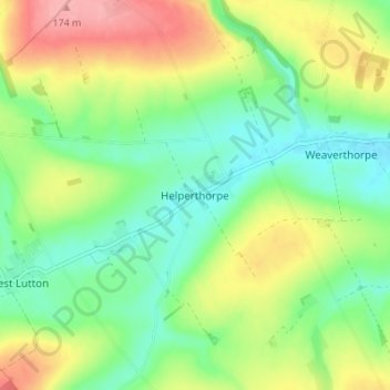 Mapa topográfico Helperthorpe, altitud, relieve