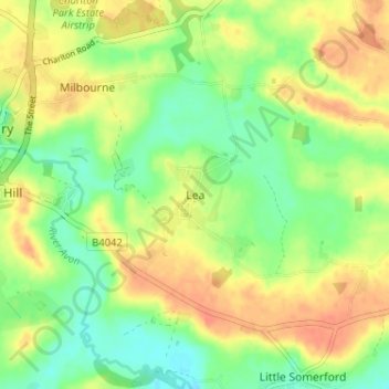Mapa topográfico Lea, altitud, relieve