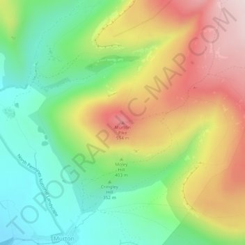 Mapa topográfico Murton Pike, altitud, relieve