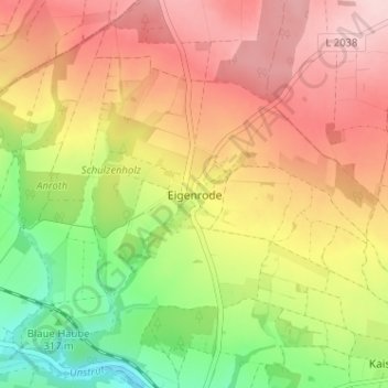 Mapa topográfico Eigenrode, altitud, relieve
