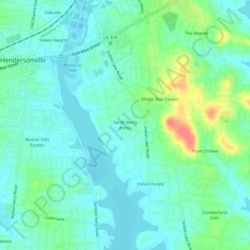 Mapa topográfico Sarah Berry Annex, altitud, relieve