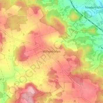 Mapa topográfico Willenhofen, altitud, relieve