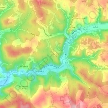 Mapa topográfico La Berrie, altitud, relieve
