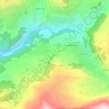 Mapa topográfico Ghabat, altitud, relieve