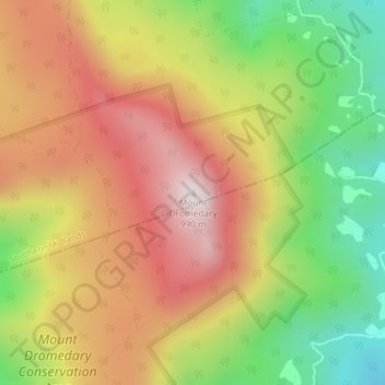 Mapa topográfico Mount Dromedary, altitud, relieve