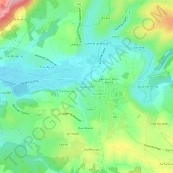 Mapa topográfico Basse-Ville, altitud, relieve