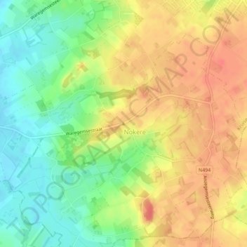 Mapa topográfico Nokereberg, altitud, relieve