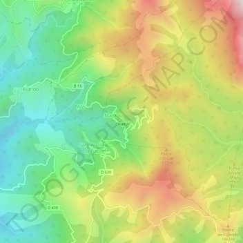 Mapa topográfico Saint-Cyprien, altitud, relieve