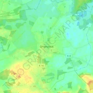 Mapa topográfico Ohlenstedt, altitud, relieve