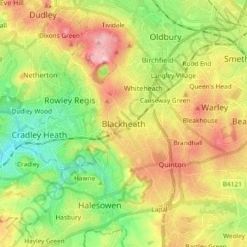 Mapa topográfico Blackheath, altitud, relieve