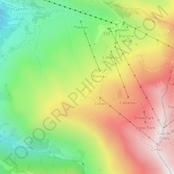 Mapa topográfico Source de Magnéras, altitud, relieve