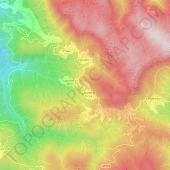 Mapa topográfico Cecafumo, altitud, relieve