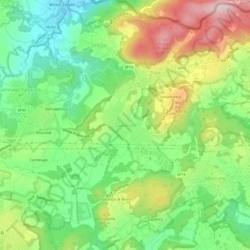 Mapa topográfico Gironico, altitud, relieve